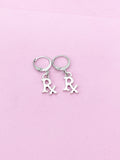 Silver Pharmacist Rx Charm Earrings, AN2239
