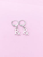 Silver Pharmacist Rx Charm Earrings, AN2239