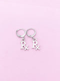 Silver Pharmacist Rx Charm Earrings, AN2239