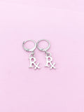 Silver Pharmacist Rx Charm Earrings, AN2239