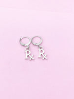 Silver Pharmacist Rx Charm Earrings, AN2239
