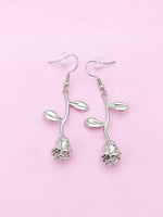 Silver Rose Earrings, Birthday Jewelry Gift, N172F