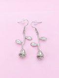 Silver Rose Earrings, Birthday Jewelry Gift, N172F