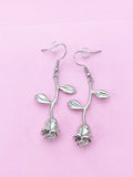 Silver Rose Earrings, Birthday Jewelry Gift, N172F