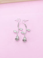 Silver Rose Earrings, Birthday Jewelry Gift, N172F
