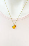 Gold Orange Charm Necklace Fruits Foodie Jewelry Gift, Birthday Gifts, Personalized Customized Gifts, N5161