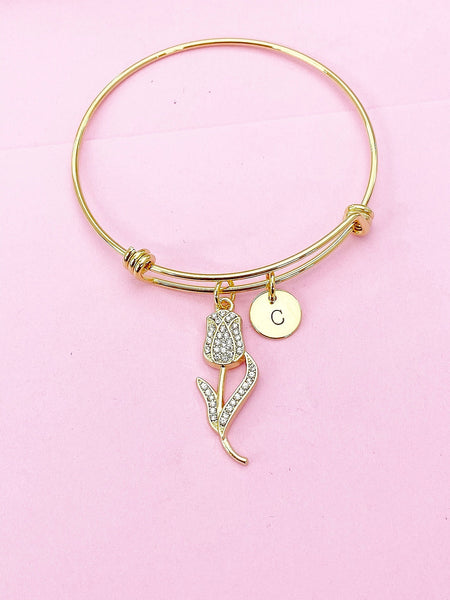 Gold Tulip Bracelet Birthday Gifts, Personalized Gifts, N5084