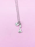 Silver Giraffe Charm Necklace, Initial Pendant, Stainless Steel