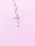 Silver Giraffe Charm Necklace, Initial Pendant, Stainless Steel