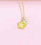 Gold Orange Yellow Sakura Cherry Blossom Flower Charm Necklace, N5681