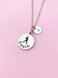 Silver Softball Coach Necklace, Best Christmas Gifts for Baseball Coach, Personalized Customized Monogram Jewelry, D151