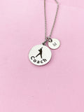 Silver Softball Coach Necklace, Best Christmas Gifts for Baseball Coach, Personalized Customized Monogram Jewelry, D151