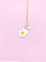 Gold Poached Egg Necklace, Star Egg Charm, Personized Initial Necklace, N4979
