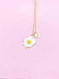 Gold Poached Egg Necklace, Star Egg Charm, Personized Initial Necklace, N4979