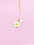 Gold Poached Egg Necklace, Star Egg Charm, Personized Initial Necklace, N4979