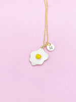 Gold Poached Egg Necklace, Star Egg Charm, Personized Initial Necklace, N4979