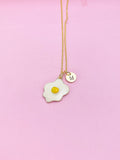 Gold Poached Egg Necklace, Star Egg Charm, Personized Initial Necklace, N4979
