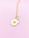 Gold Poached Egg Necklace, Star Egg Charm, Personized Initial Necklace, N4979