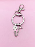 Bass Clarinet Keychain, Initial Charm, Music Gift