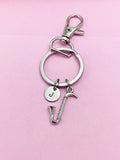 Bass Clarinet Keychain, Initial Charm, Music Gift