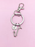Bass Clarinet Keychain, Initial Charm, Music Gift