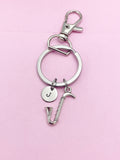 Bass Clarinet Keychain, Initial Charm, Music Gift