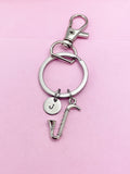 Bass Clarinet Keychain, Initial Charm, Music Gift