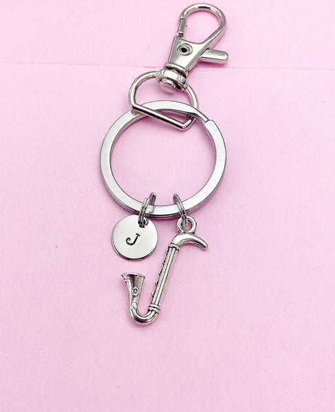 Bass Clarinet Keychain, Silver Bass Clarinet Charm, Music Charm, Matching Band Gifts, Personalized Gift, N1295