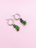 Silver Diopside Earrings, Natural Gemstone Jewelry AN3952