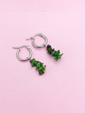 Silver Diopside Earrings, Natural Gemstone Jewelry AN3952