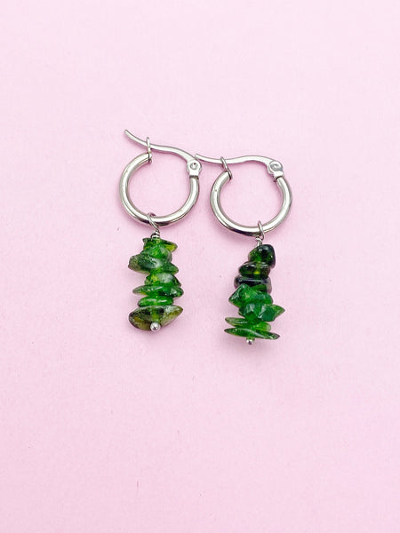 Silver Diopside Earrings, Natural Gemstone Jewelry AN3952