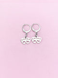Silver Comedy Tragedy Drama Mask Charm Earrings, Mardi Gras Charms, AN124