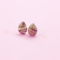 Sterling Silver Natural Picture Jasper Teardrop Stud Earrings, N5610