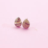 Sterling Silver Natural Picture Jasper Teardrop Stud Earrings, N5610