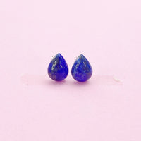 Sterling Silver Natural Lapis Lazuli Teardrop Stud Earrings, N5612