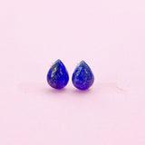 Sterling Silver Natural Lapis Lazuli Teardrop Stud Earrings, N5612