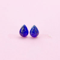 Sterling Silver Natural Lapis Lazuli Teardrop Stud Earrings, N5612
