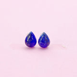Sterling Silver Natural Lapis Lazuli Teardrop Stud Earrings, N5612