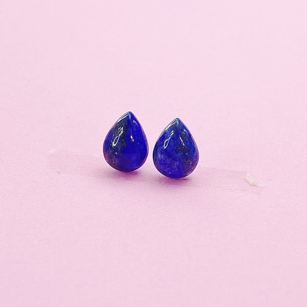 Sterling Silver Natural Lapis Lazuli Teardrop Stud Earrings, N5612