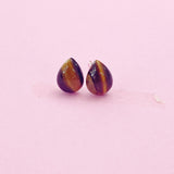Sterling Silver Natural Tiger Eye Teardrop Stud Earrings, N5613
