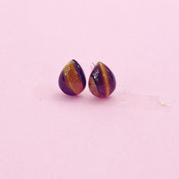 Sterling Silver Natural Tiger Eye Teardrop Stud Earrings, N5613