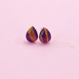 Sterling Silver Natural Tiger Eye Teardrop Stud Earrings, N5613