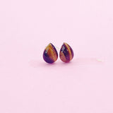 Sterling Silver Natural Tiger Eye Teardrop Stud Earrings, N5613