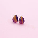 Sterling Silver Natural Tiger Eye Teardrop Stud Earrings, N5613