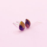 Sterling Silver Natural Tiger Eye Teardrop Stud Earrings, N5613