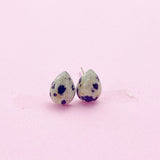 Sterling Silver Natural Dalmatian Jasper Teardrop Stud Earrings, N5614