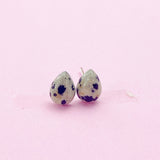 Sterling Silver Natural Dalmatian Jasper Teardrop Stud Earrings, N5614