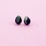 Sterling Silver Natural Ruby in Zoisite Teardrop Stud Earrings, N5615