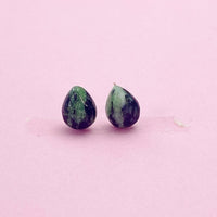 Sterling Silver Natural Ruby in Zoisite Teardrop Stud Earrings, N5615