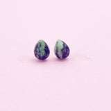 Sterling Silver Natural Ruby in Zoisite Teardrop Stud Earrings, N5615